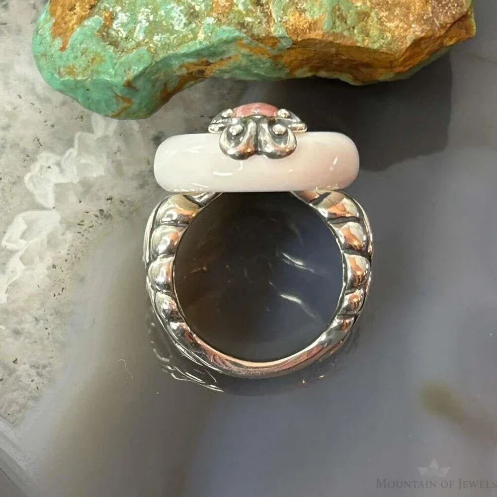 Carolyn Pollack Sterling White Agate & Rhodochrosite Ring Size 5.25 For Women
